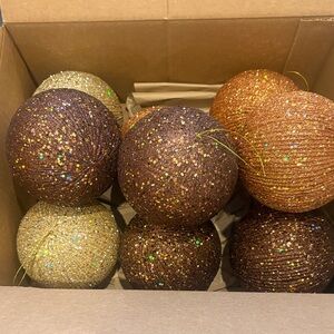 Kirklands Glittery Gold and Brown Holiday Ornaments